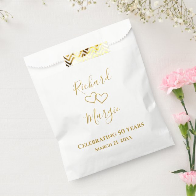 Bolsa De Papel Fiesta de 50 Aniversario Moderno Personalizado (Sellado)