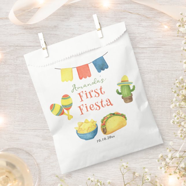 Bolsa De Papel Fiesta de Acuarela Cumpleaños Uno (Cortado)