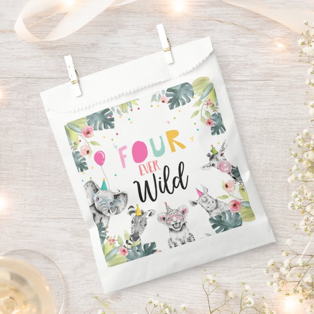 Bolsa De Papel Fiesta de animales Safari Chica cuatro días de vid (Cortado)