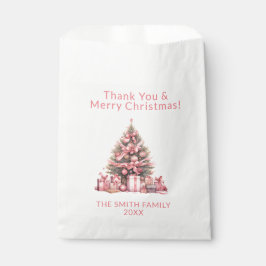 Bolsa De Papel Fiesta de árbol de Navidad rosa