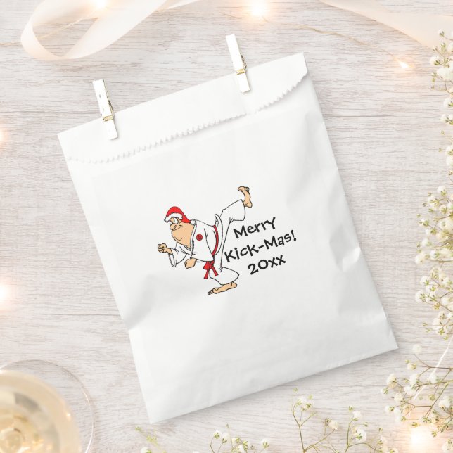 Bolsa De Papel Fiesta de Artes Marciales Merry Kick-Mas Navidades (Cortado)