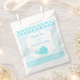 Bolsa De Papel Fiesta de Baby Shower Cute Baby Whale Blue Boy