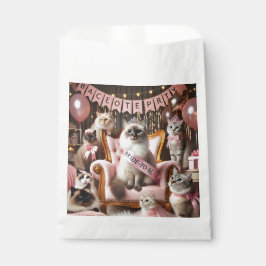 Bolsa De Papel Fiesta de Bachelorette del gato con tema rosa