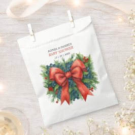 Bolsa De Papel Fiesta de Bebé con Lazo Rojo Brunch de Navidad