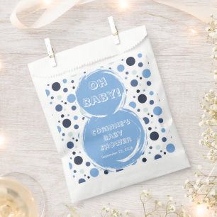 Bolsa De Papel Fiesta de bebé con lunares azules