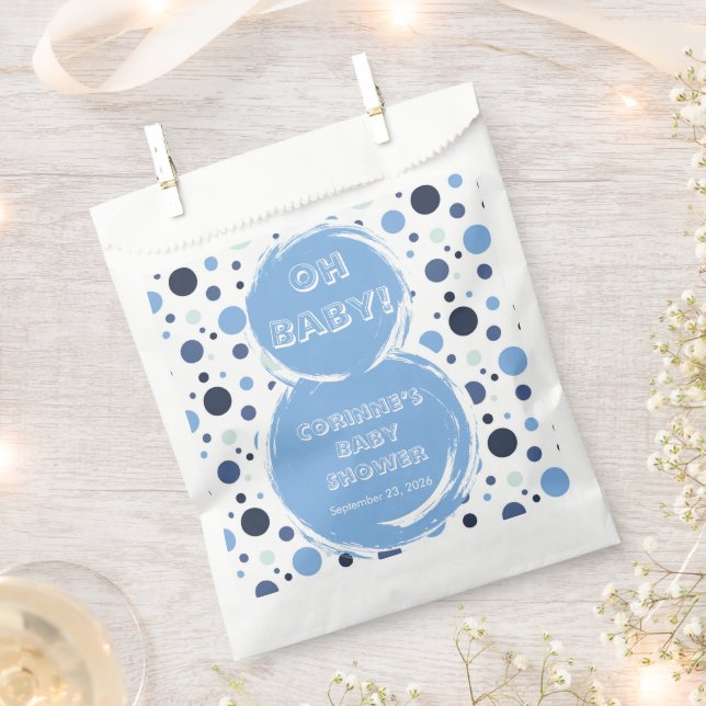 Bolsa De Papel Fiesta de bebé con lunares azules (Cortado)