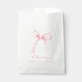Bolsa De Papel Fiesta de bebé preppy con lazo rosa y cuadros ging