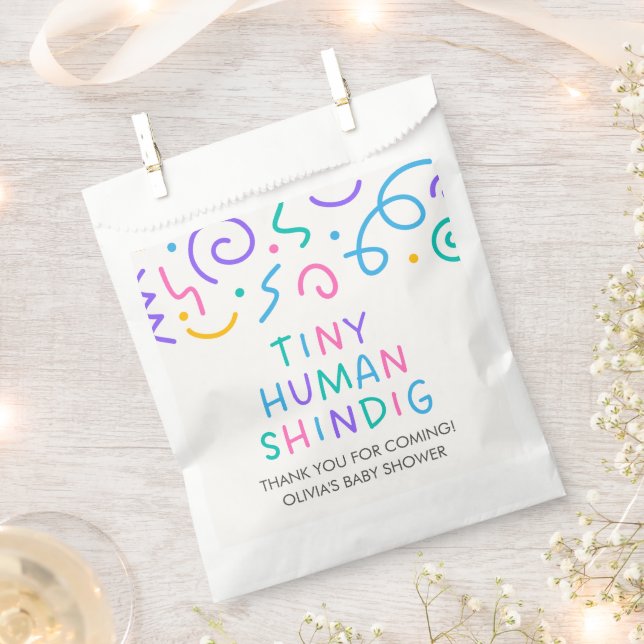 Bolsa De Papel Fiesta de Bebé Tiny Human Baby Shower (Cortado)