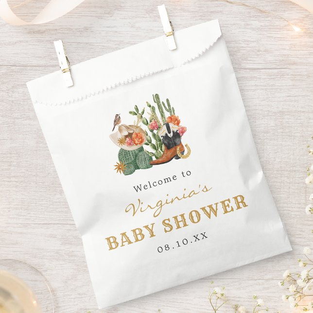 Bolsa De Papel Fiesta de Bebé Vaquera Boho (Boho Western Baby Shower Favor Bag by Painted Paperie
)