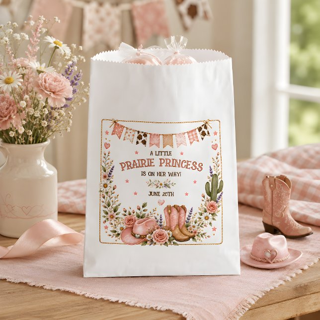 Bolsa De Papel Fiesta de Bebé Western Princesa de la Pradera (Prairie Princess Western Baby Shower Favor Bag)