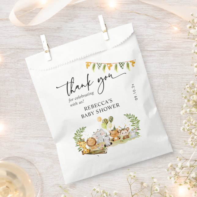 Bolsa De Papel Fiesta de brunch de Baby Shower de animales salvaj (Cortado)