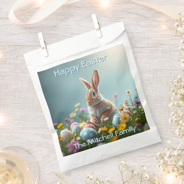 Bolsa De Papel Fiesta de conejito de Pascua floral (Cortado)