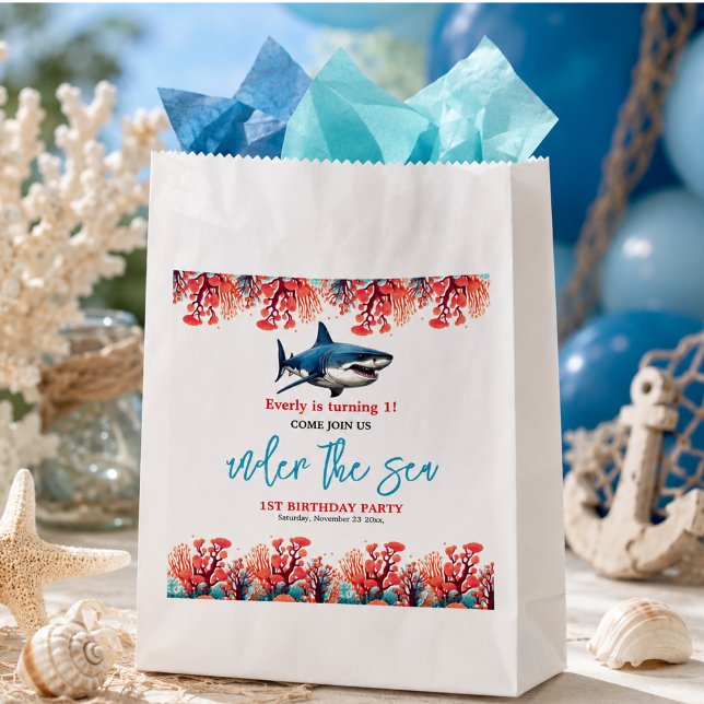 Bolsa De Papel Fiesta de cumpleaños 1 año Bajo el Mar (Under the Sea 1st Birthday Party Favor Bag)