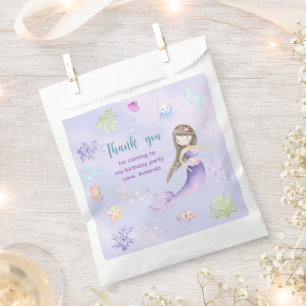Bolsa De Papel Fiesta de cumpleaños 6 de Mermaid Girl gracias