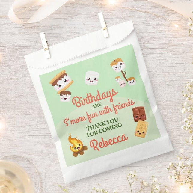 Bolsa De Papel Fiesta de cumpleaños con acampada de S'mores lindo (Subido por el creador)