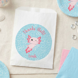 Bolsa De Papel Fiesta de Cumpleaños de Ajolote Bebé Rosa Adorable