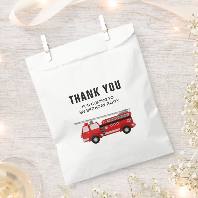 Bolsa De Papel Fiesta de Cumpleaños de Camión de Bomberos (Cortado)