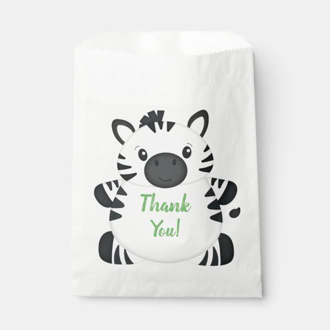 Bolsa De Papel Fiesta de cumpleaños de cebra verde (Anverso)