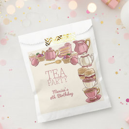 Bolsa De Papel fiesta de cumpleaños de chica de té rosado