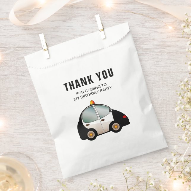Bolsa De Papel Fiesta de Cumpleaños de Coche de Policía (Cortado)