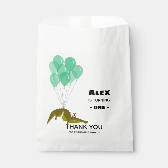 Bolsa De Papel Fiesta de cumpleaños de cocodrilos Gracias (Anverso)