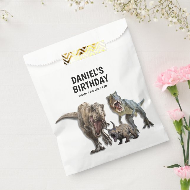 Bolsa De Papel Fiesta de cumpleaños de Dinosaur Printable, Fiesta (Sellado)