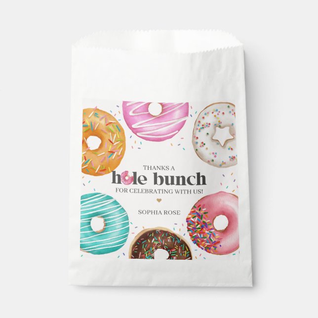 Bolsa De Papel Fiesta de cumpleaños de Donut rota o Baby Shower (Anverso)