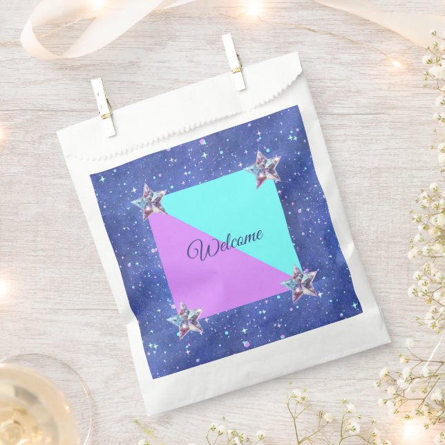 Bolsa De Papel Fiesta de cumpleaños de espacio gemelo en conjunto (Cortado)