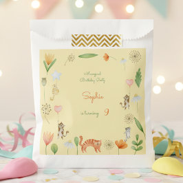 Bolsa De Papel fiesta de cumpleaños de flores y gatos meowgicos