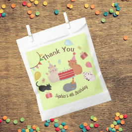 Bolsa De Papel Fiesta de Cumpleaños de Gatos de Dibujos Animados