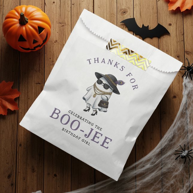 Bolsa De Papel Fiesta de cumpleaños de Halloween Boujee Ghost (Halloween Birthday Party Boujee Ghost Favor Bag
)