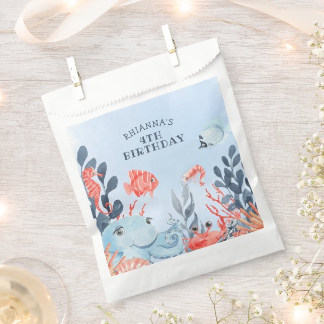 Bolsa De Papel Fiesta de cumpleaños de los niños bajo el mar (Cortado)