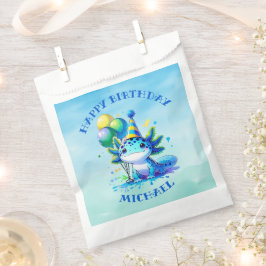 Bolsa De Papel Fiesta de cumpleaños de niño Axolotl azul y verde