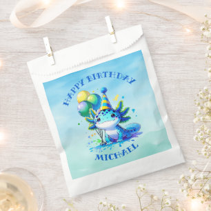 Bolsa De Papel Fiesta de cumpleaños de niño Axolotl azul y verde