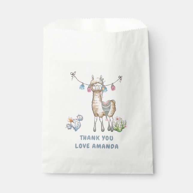 Bolsa De Papel Fiesta de cumpleaños de niños de Llama (Anverso)