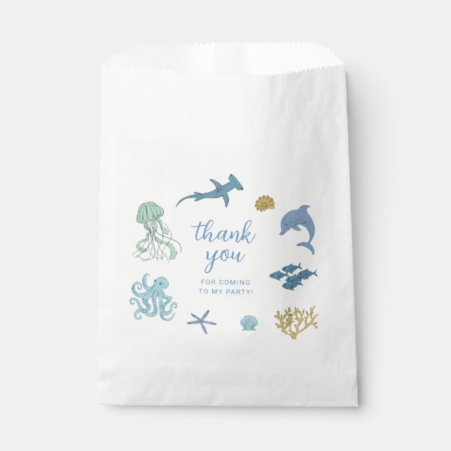 Bolsa De Papel Fiesta de cumpleaños de Ocean Animal Blue (Anverso)