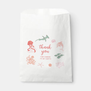 Bolsa De Papel Fiesta de cumpleaños de Ocean Animal Pink