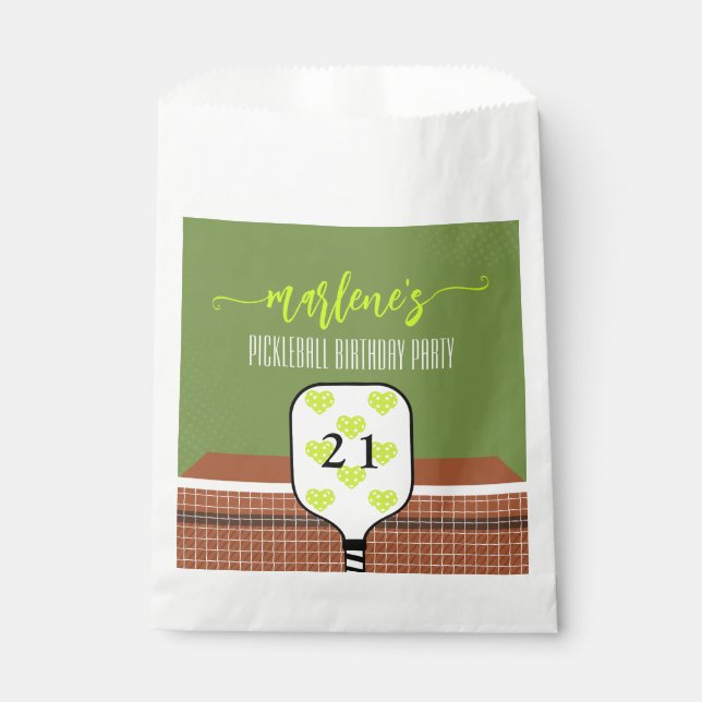Bolsa De Papel Fiesta de cumpleaños de Pickleball Paddle Foto de  (Anverso)