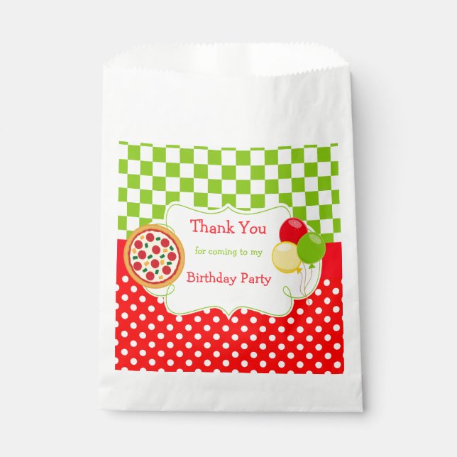 Bolsa De Papel Fiesta de Cumpleaños de Pizza Cumpleaños (Anverso)