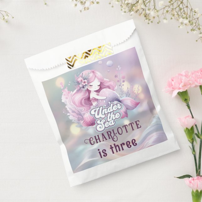 Bolsa De Papel Fiesta de cumpleaños de sirena mágica para niños (Sellado)