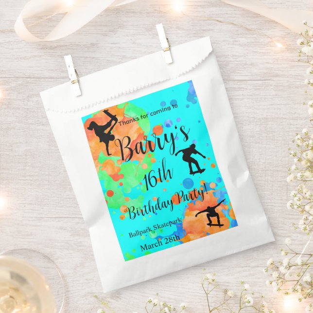 Bolsa De Papel Fiesta de cumpleaños de Skateboard Gracias (Cortado)