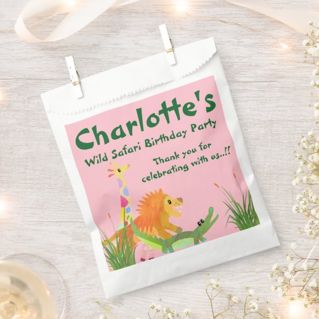 Bolsa De Papel Fiesta de cumpleaños de Wild Safari (Cortado)