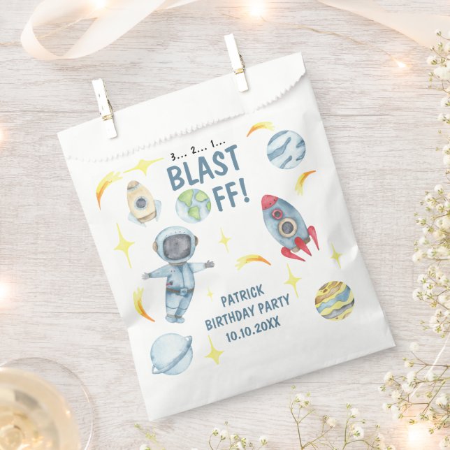 Bolsa De Papel Fiesta de cumpleaños del astronauta espacial (Cortado)