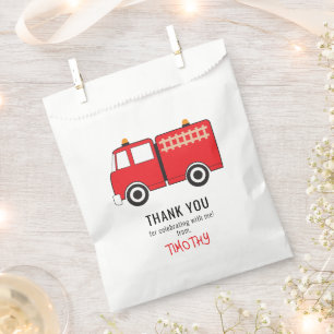Bolsa De Papel Fiesta de cumpleaños del Camión Rojo Gracias