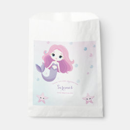 Bolsa De Papel Fiesta de cumpleaños del Chica de la Sirena Cuta