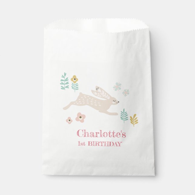 Bolsa De Papel Fiesta de cumpleaños del conejito Bunny Animal lin (Anverso)