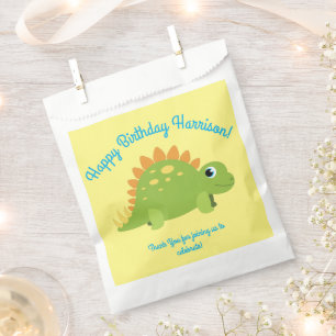 Bolsa De Papel Fiesta de Cumpleaños del Dinosaurio Stegosaurus