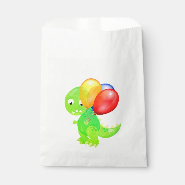 Bolsa De Papel Fiesta de cumpleaños del dinosaurio T-Rex lindo co (Anverso)