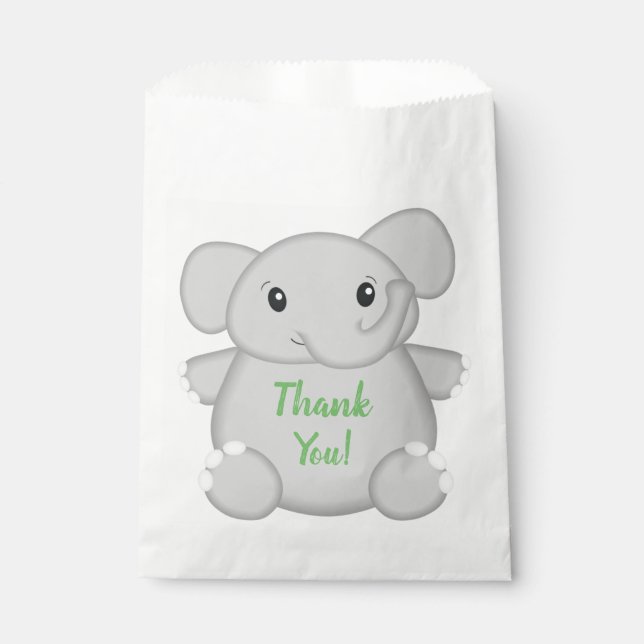 Bolsa De Papel Fiesta de Cumpleaños del Elefante Verde (Anverso)