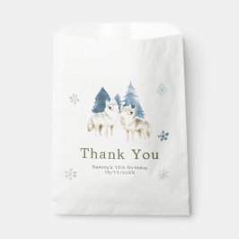 Bolsa De Papel Fiesta de cumpleaños del lobo ártico de invierno a